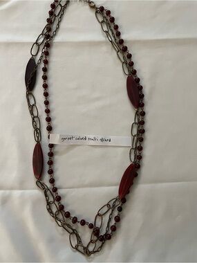 Garnet-Colored Multi-Strand Women's Necklace